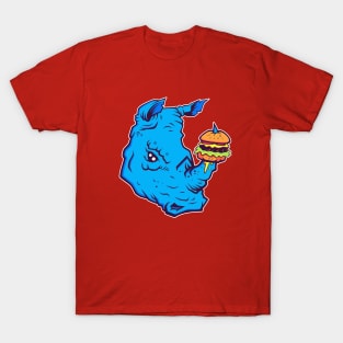 Rhino With A Cheeseburger T-Shirt